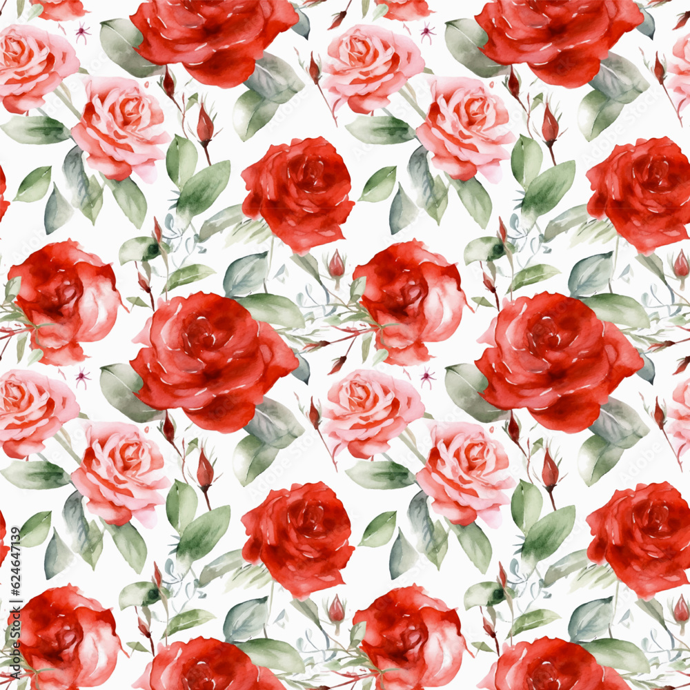Red rose seamless pattern vector