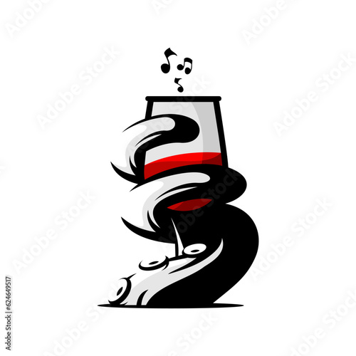 vector illustration of an octopus or tentacle wrapped around a glass of wine