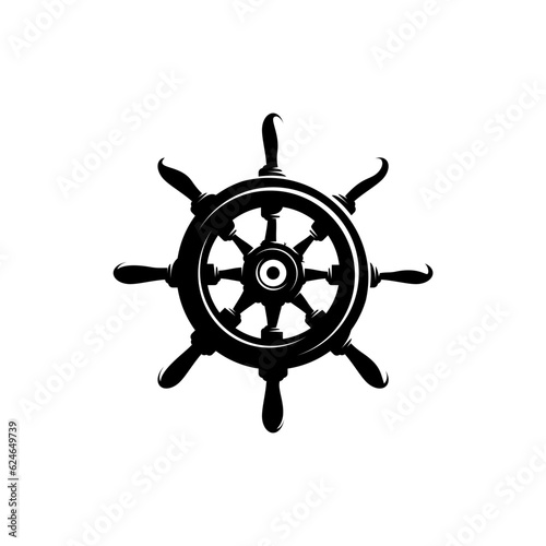 ship wheel rudder design vector on white background	