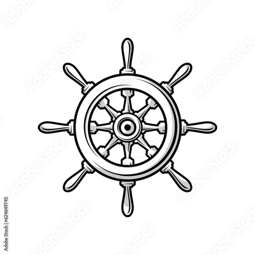 ship wheel rudder design vector on white background	