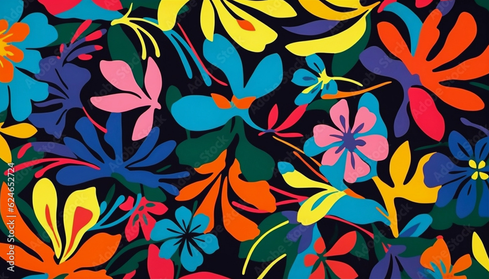 Magical abstract vibrant floral pattern, Generative AI Magical abstract vibrant floral pattern, Generative AI