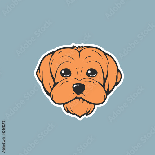 Cute Dog Cartoon for Sticker, vector illustration isolated background