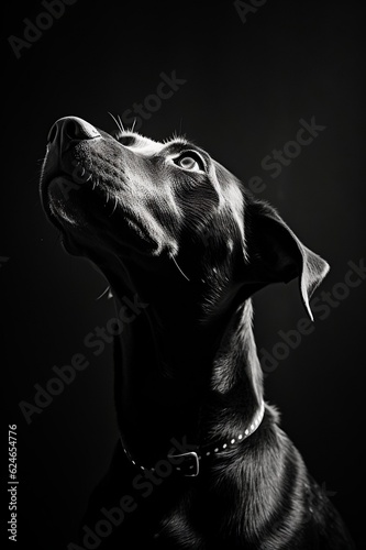 great dog portrait, black and white, labrador