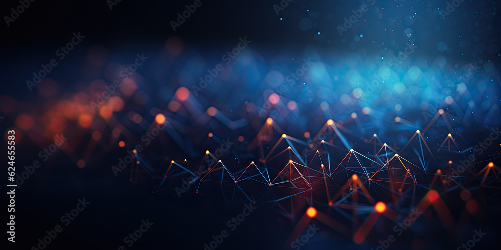 Beautiful landscape background of abstract triangle shapes connected as an infographic web illustration with a motion blur effect - obrazy, fototapety, plakaty 