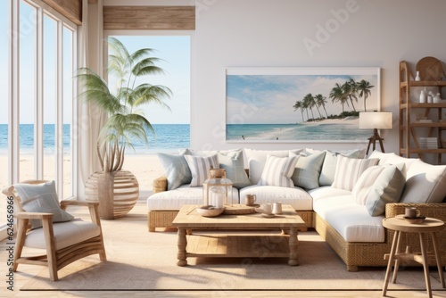 Coastal Inspired Living Room, Generative AI