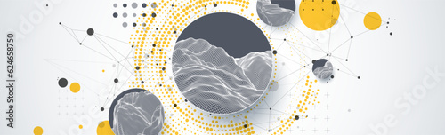 Trendy abstract wireframe background. Modern science or technology art elements. Surface illustration.