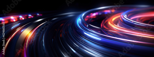 Abstract futuristic background. Neon ultrawide wallpaper. AI photo