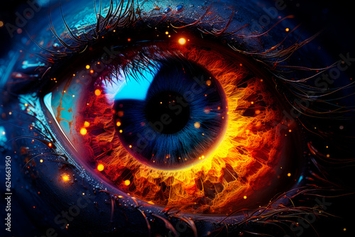 Close up of cosmic eye with nebula.AI generated. © graja