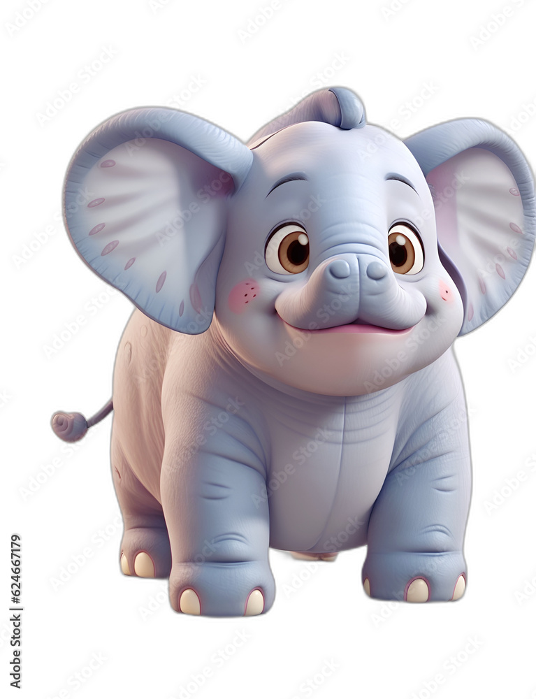 Fototapeta premium cute baby rhino elephant, cartoon character. Generative AI