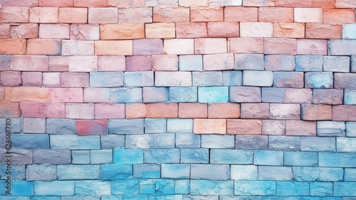 brick wall in delicate pastel colors rainbow spectrum. Generative AI
