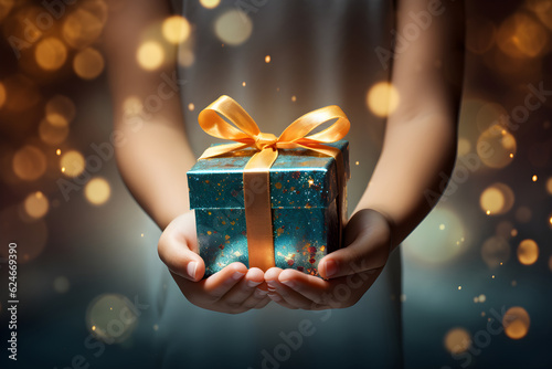 Girl Hand Shares a Gift Box Full of Love
