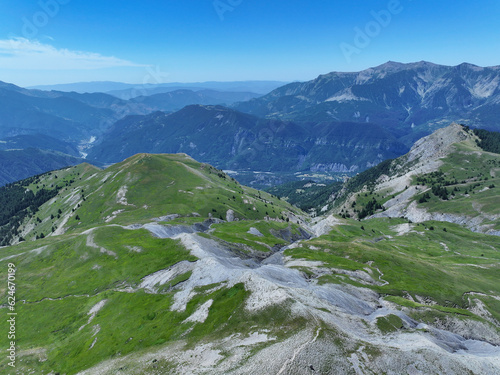 Mercantour national park panoramic drone view