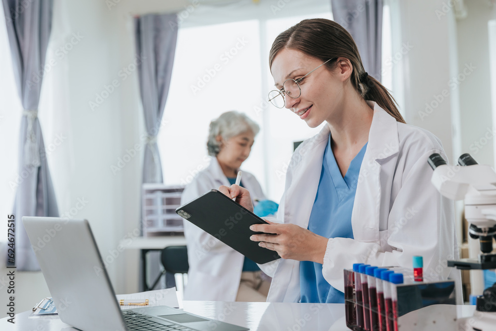 female scientist in the laboratory medical pharmacy or blood DNA engineering Dropper or scientific device to test health analysis or future vaccine innovation. female scientist in the laboratory medical pharmacy or blood DNA engineering Dropper or scientific device to test health analysis or future vaccine innovation.