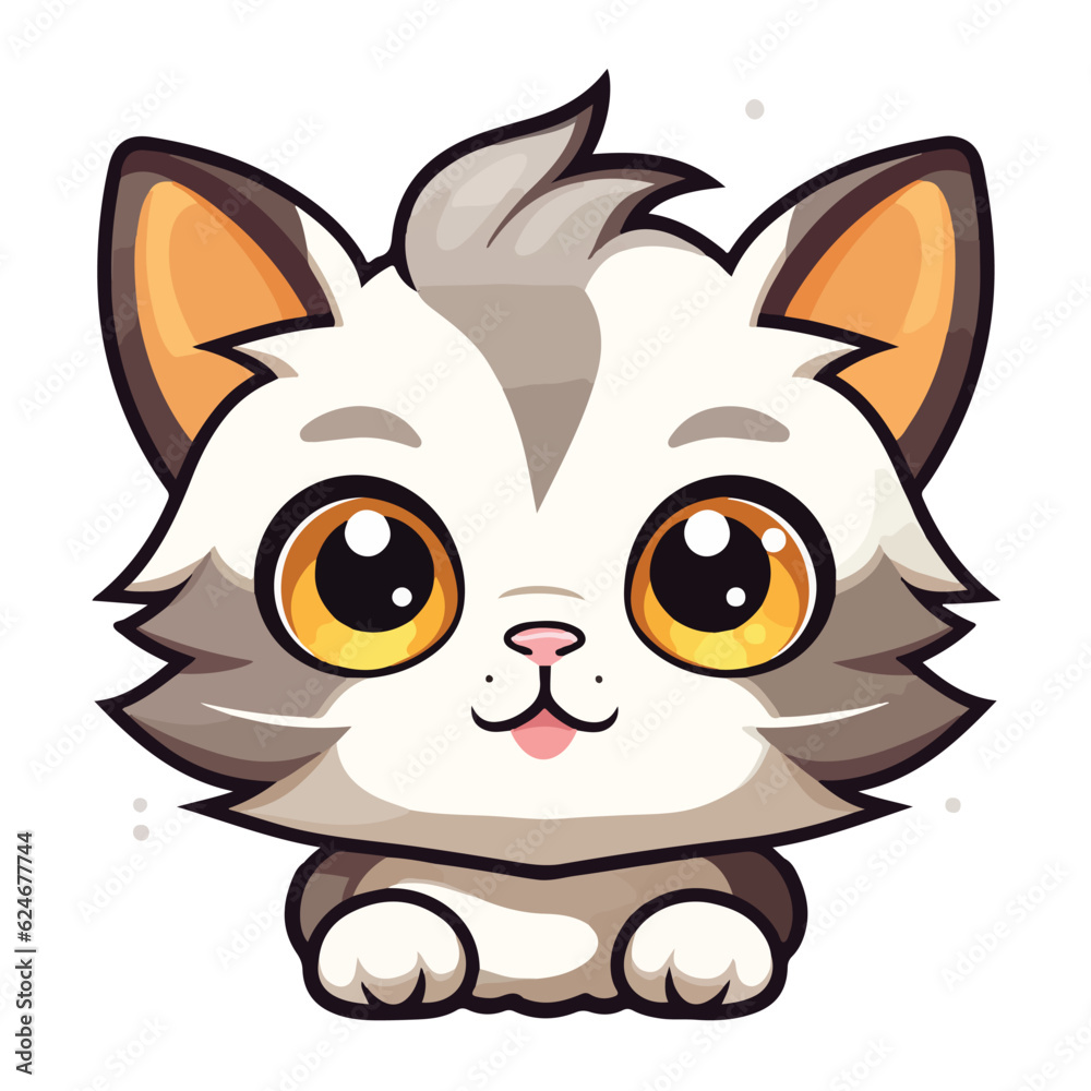 Obraz premium cute cat print,vector cat sticker,colorful cat head,kitten illustration,ready to print,editable