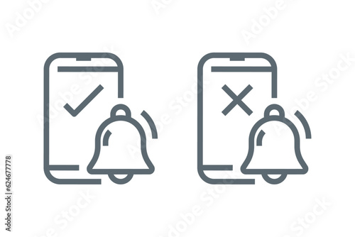turn on or off notification on smartphone concept illustration line icon design editable vector eps10