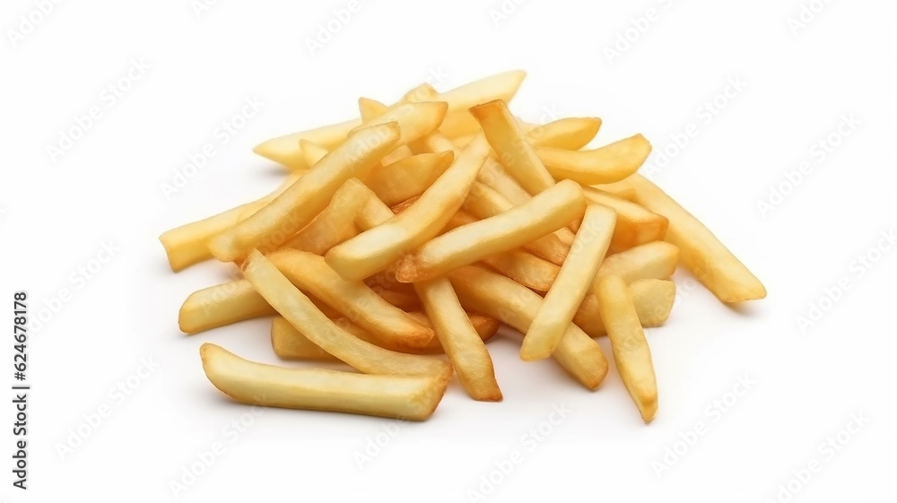 french fries isolated on a white background. Generative AI french fries isolated on a white background. Generative AI
