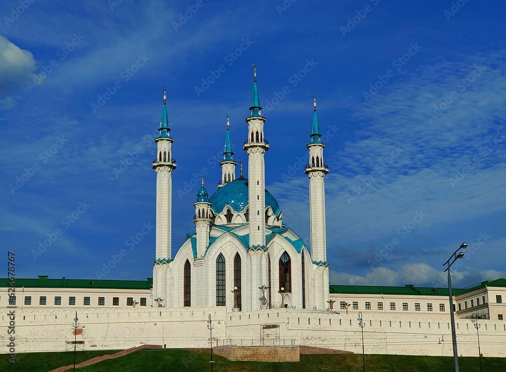 Kazan, Republic of Tatarstan, Russia - 08.24.2021. Kul Sharif Mosque on the territory of the Kazan Kremlin