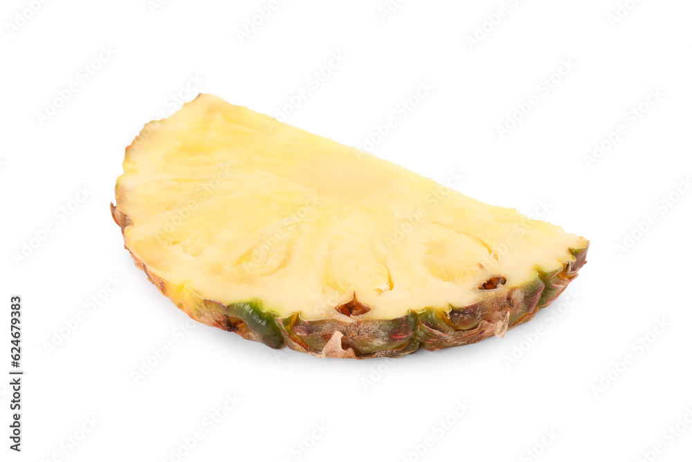 Slice of tasty ripe pineapple isolated on white Slice of tasty ripe pineapple isolated on white