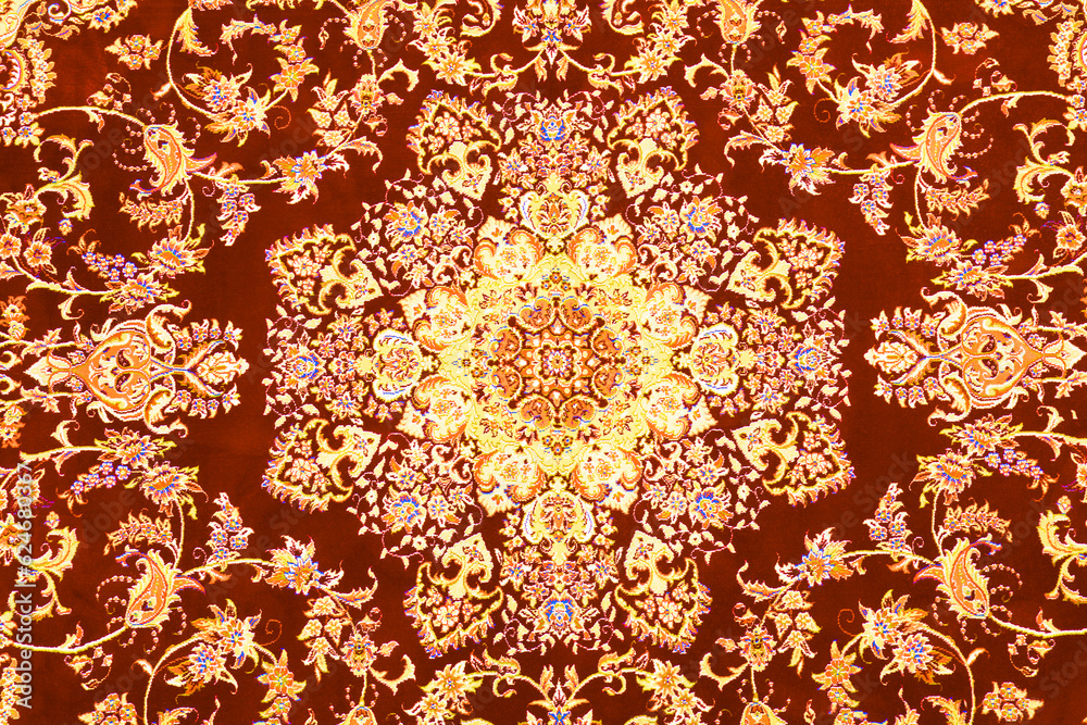 Soft red carpet with beautiful pattern as background, top view Soft red carpet with beautiful pattern as background, top view