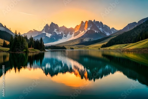 autumn trees reflected in water generated by AI technology © Sabir