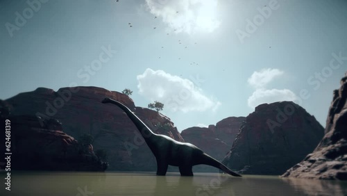 Brontosaurus Dinosaur animation in 3D photo