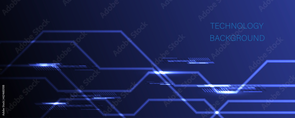 Abstract technology background with various technology elements. Hi-tech communication concept innovation background. Circuit board electronic or electrical line on blue tech background. Abstract technology background with various technology elements. Hi-tech communication concept innovation background. Circuit board electronic or electrical line on blue tech background.