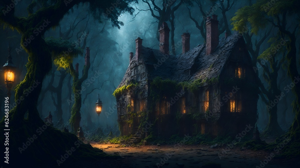 Halloween haunted place illustration ai Halloween haunted place illustration ai