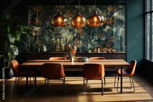 Statement Wallpaper In Dining Room, Generative AI