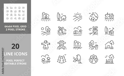 countryside 64px and 256px editable vector set