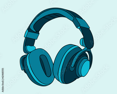 Vector isolated illustration of headphones. Listen to music. Listening to a podcast.