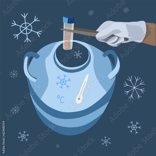 Egg freezing vector isolated illustration. Egg donation. Cryofreeze. Egg storage.