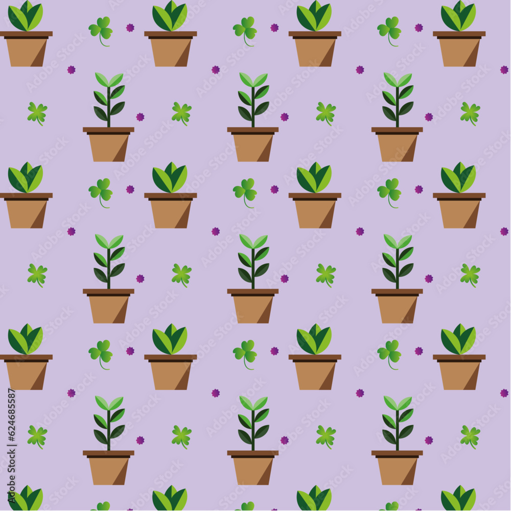 treepot and cover leave on purple field