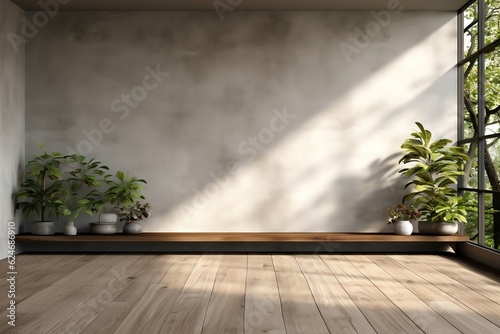 A Spacious and Vacant Loft Style Wooden Terrace. Generative AI