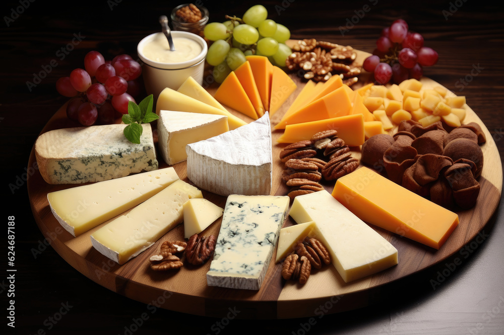 Cheese plate, 12 varieties of cheese on a platter