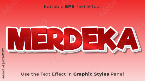 Editable EPS Text Effect of Merdeka for the Independence Day of Indonesia