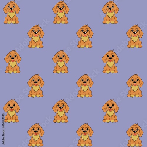 Spaniel, brown dog, pet, isolated image, symbol, dog with long ears, logo design, pattern, desktop wallpaper, dog collection, dog selection, purple background