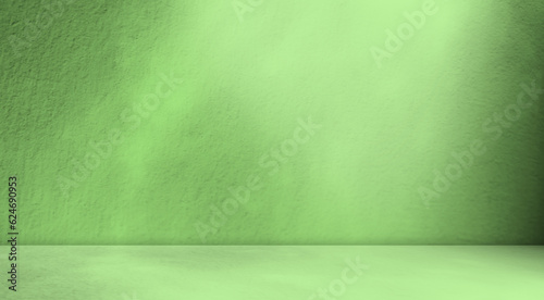 Green Shadow Studio Room Background, Podium Product Summer Cosmetic, Abstract Overlay Wall Floor on blur Cement Marble Loft, Pastel Gradient Leaves Tropical Backdrop, 3d Minimal Mockup Empty space.