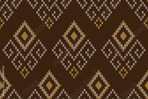 Nature vintages cross stitch traditional ethnic pattern paisley flower Ikat background abstract Aztec African Indonesian Indian seamless pattern for fabric print cloth dress carpet curtains and sarong