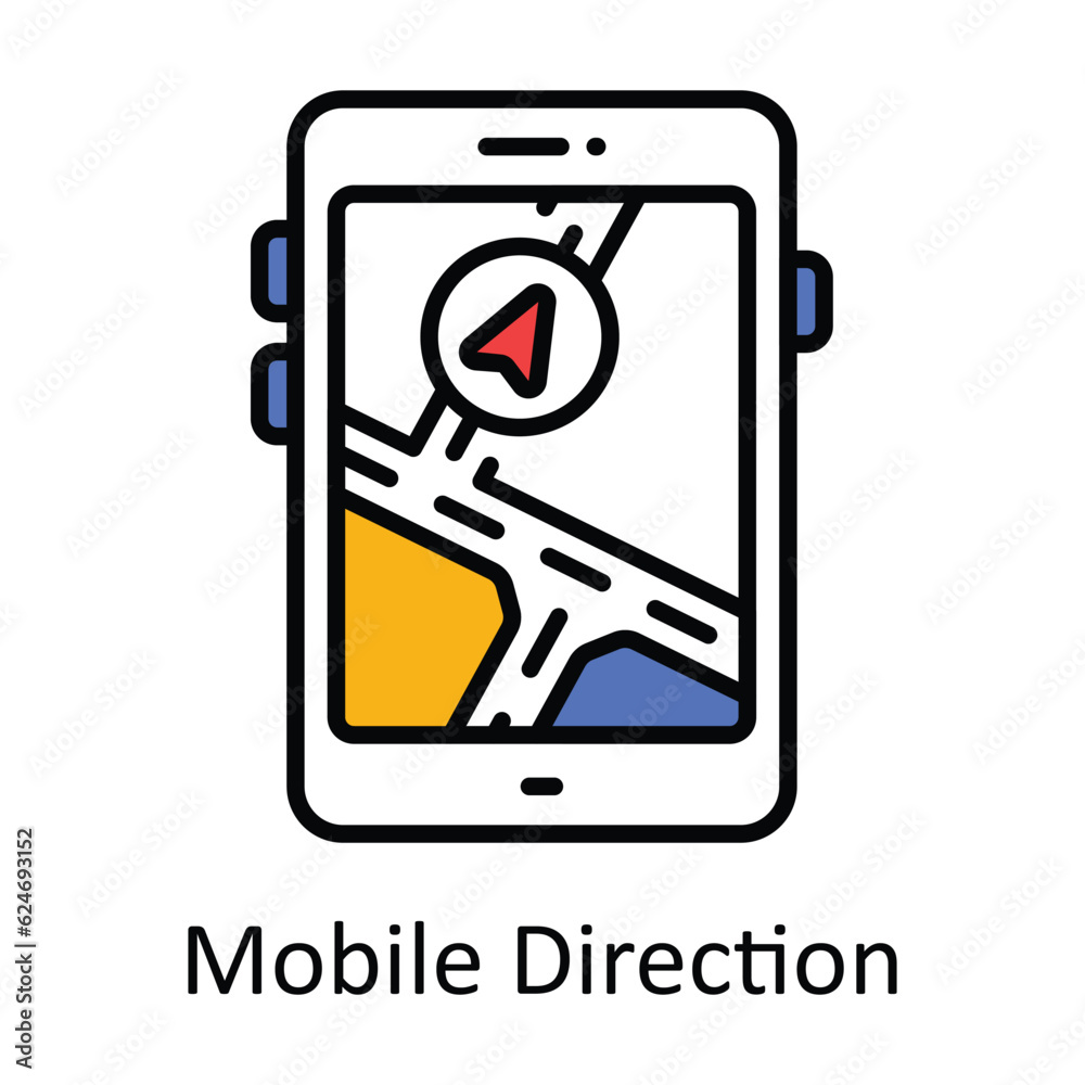 Mobile Direction Filled Outline Icon Design illustration. Map and Navigation Symbol on White background EPS 10 File Mobile Direction Filled Outline Icon Design illustration. Map and Navigation Symbol on White background EPS 10 File