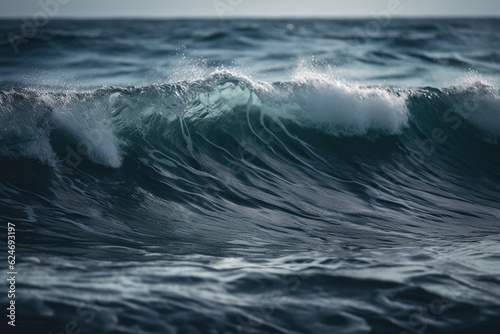 Waves rolling up in ocean, macro, close-up, Generative AI