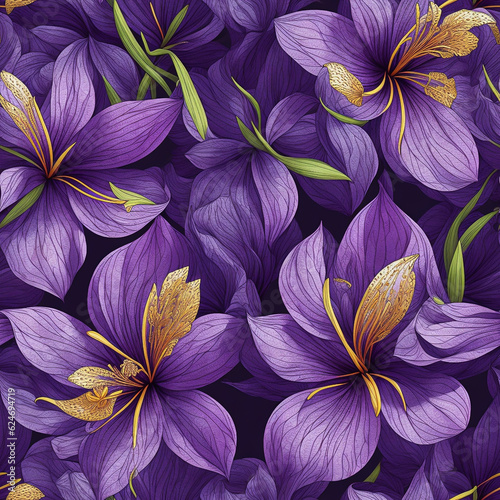 seamless pattern with tropical orchid flower background. AI Generated. © pim pic