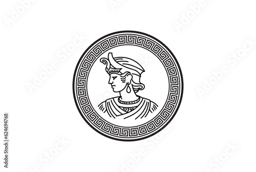 Vintage Retro Coins Greek God King Lord Icon Illustration Symbol Vector