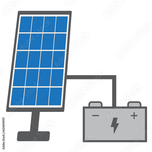 solar panel with battery isolated on white