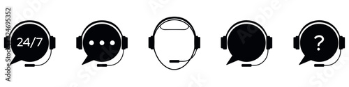 Support Service. Chat vector icons. Call center symbols. Headset symbols. Hotline concept. Vector illustration