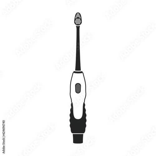 Toothbrush vector black icon. Vector illustration electric brush on white background. Isolated black illustration icon of electric toothbrush .