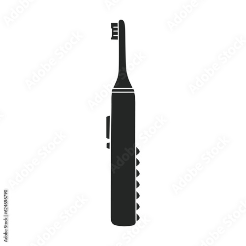 Toothbrush vector black icon. Vector illustration electric brush on white background. Isolated black illustration icon of electric toothbrush .