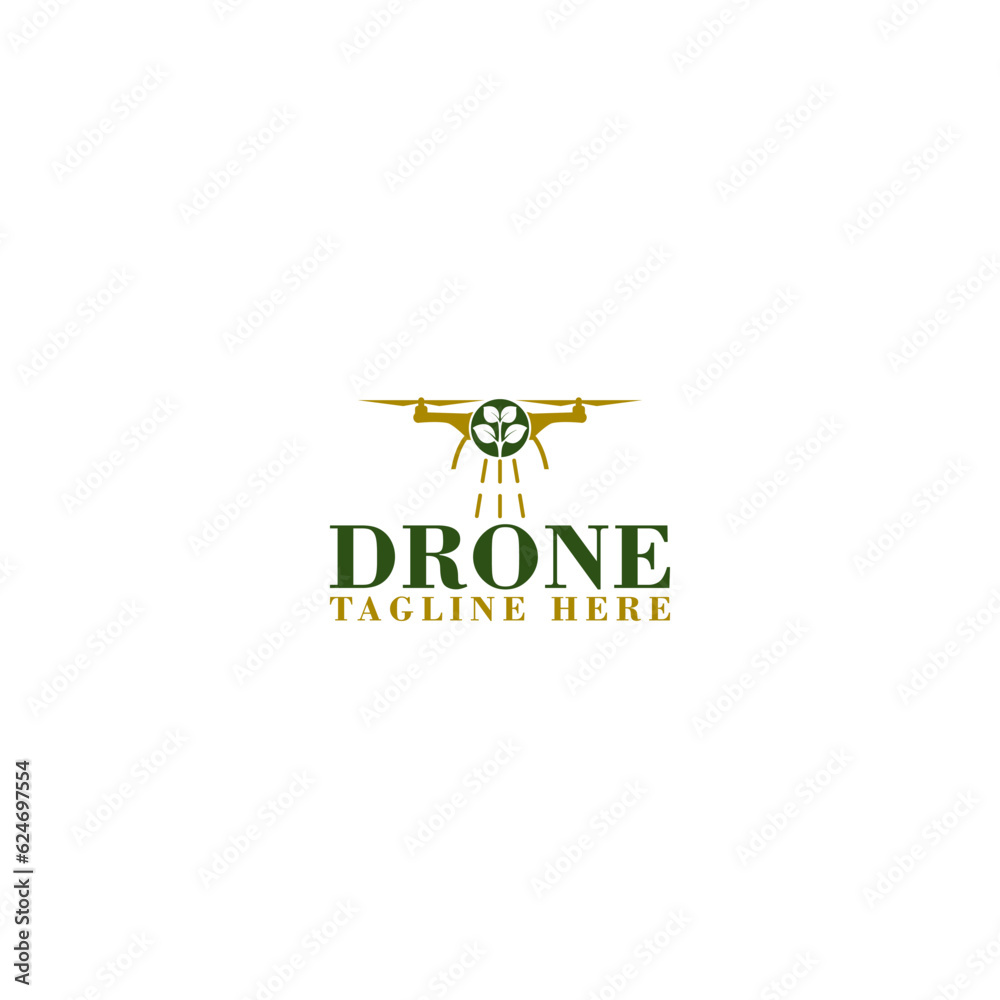 Drone technology agriculture logo. Drones for Agriculture logo template isolated on white background Drone technology agriculture logo. Drones for Agriculture logo template isolated on white background