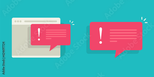 Warning alert security caution notice message icon vector graphic, web online digital internet fake fraud risk attack notification red illustration, cyber system error exclamation image clipart