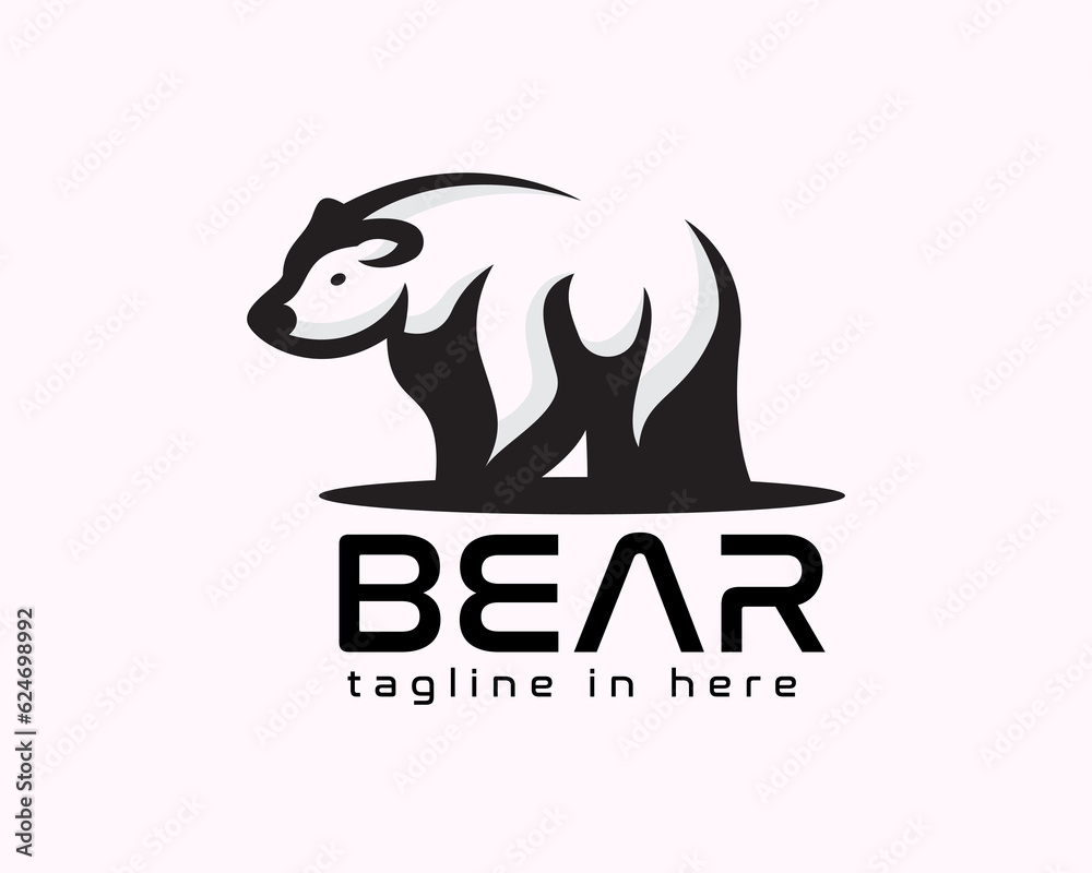 walking bear art logo symbol design template illustration inspiration