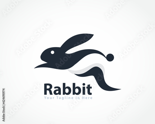 beauty abstract bunny rabbit running jump logo design template illustration inspiration